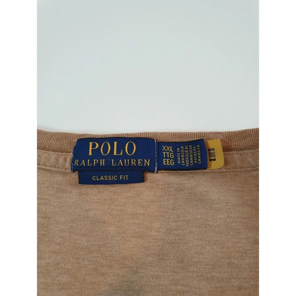 Polo Ralph Lauren Shirt Men's 2XL Long Sleeve Classic Fit Flesh Pony Beige - Picture 3 of 11